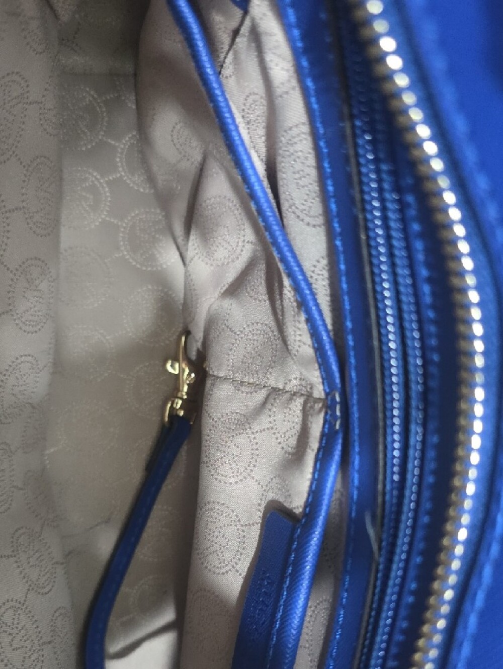 Michael Kors Royal Blue  Structured Handbag with Gold Hardware - Picture 10 of 11